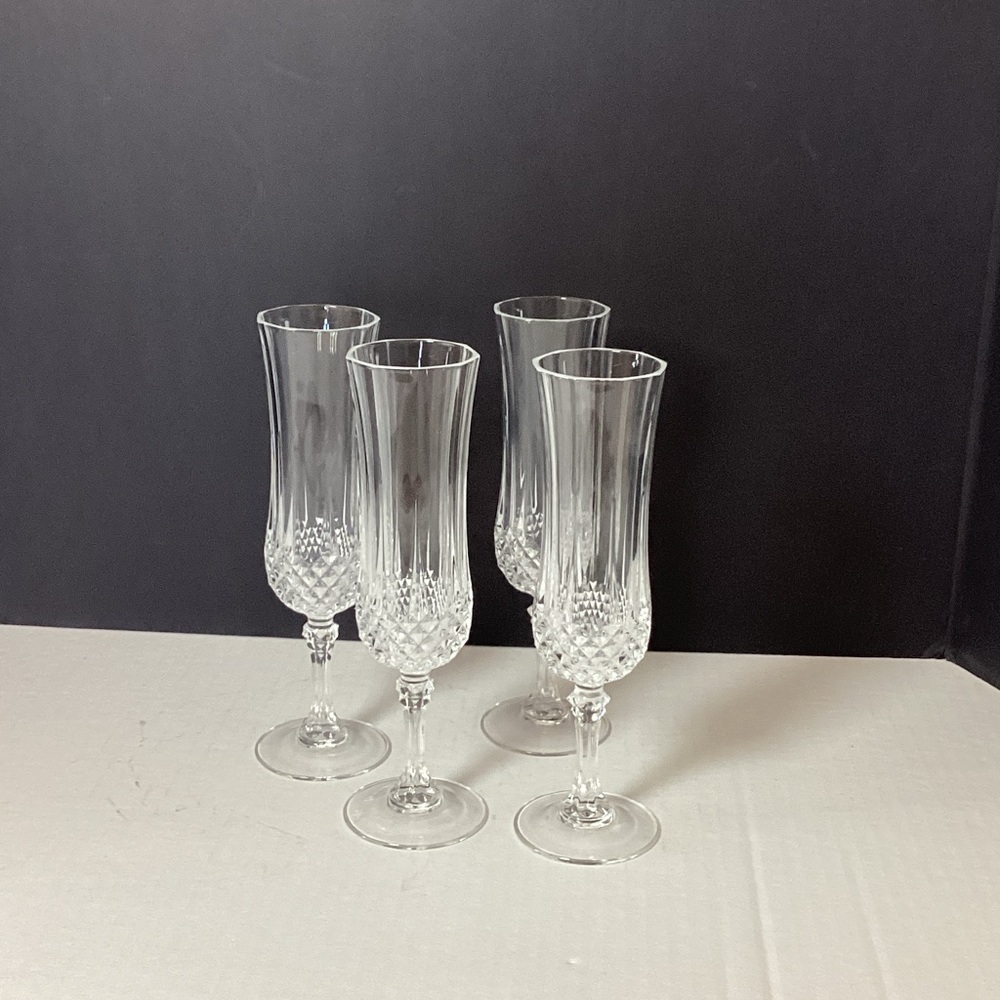 Elegant Cristal de’Arques Champagne 24% Lead Flutes - Set of 4